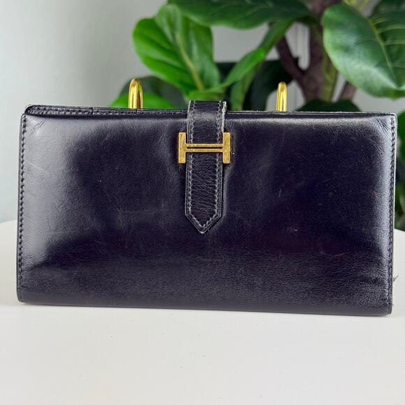 💎✨ Authentic Hermes Bearn Soufflet D Engraved Wallet - Picture 1 of 5